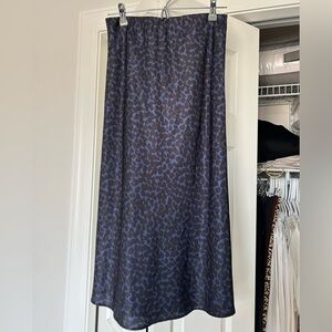 Blue Midi Satin Skirt